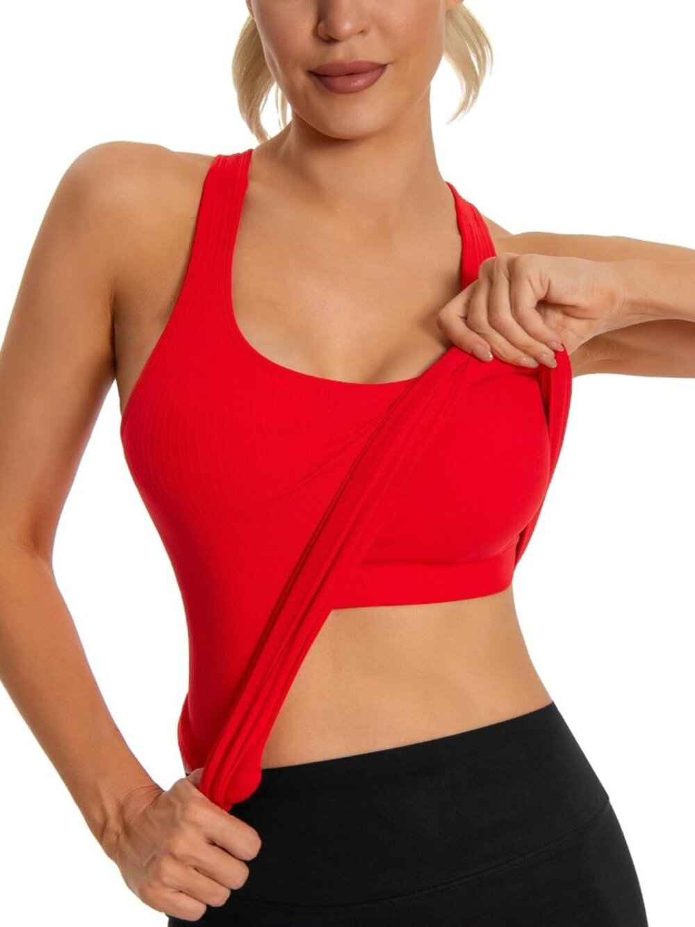 Ribbed Workout Tank Top for Women with Built-In Bra | Activewear Essential